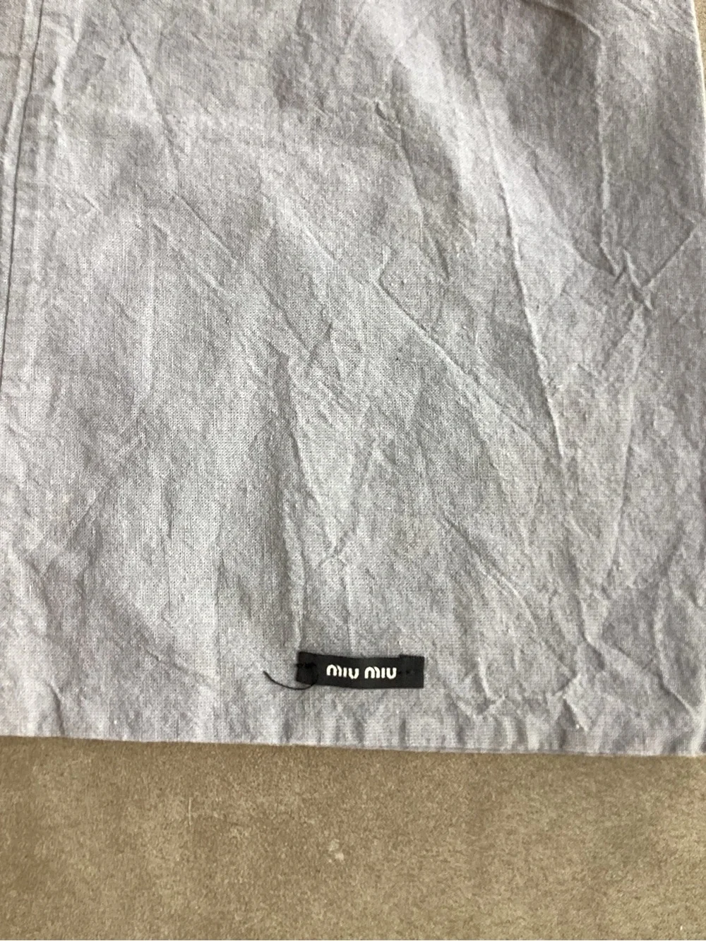 Miu Miu Light Gray Fabric Shoe Bags with Black Logo Tag